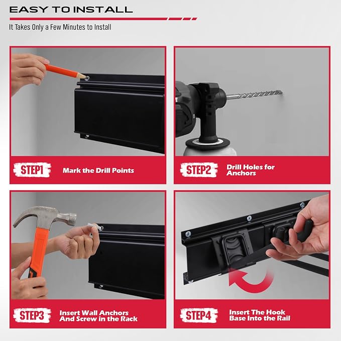 64" Heavy Duty Garage Storage Tool Organizer Wall Mount - Image 7