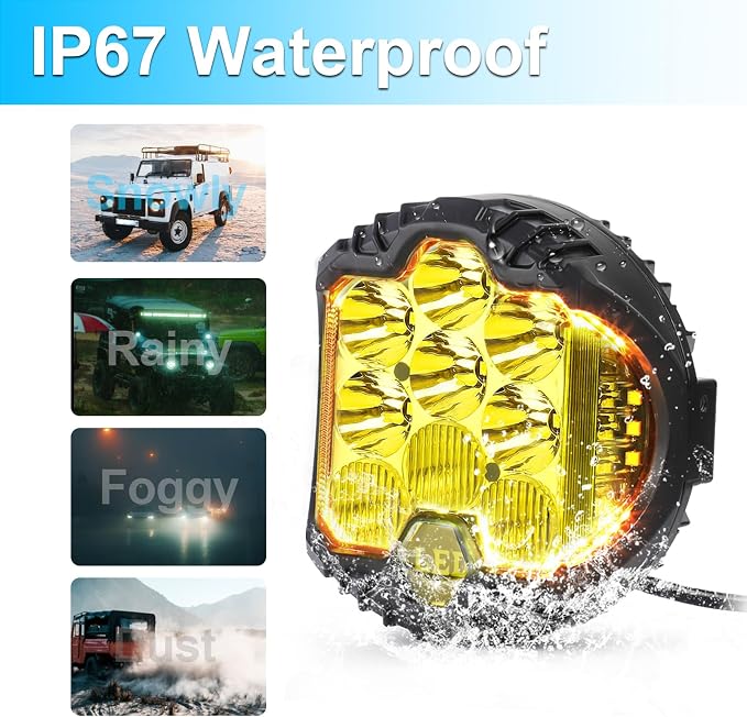 LIGBT 2PCS 5 Inch Amber Yellow Round LED Offroad Light - Image 5