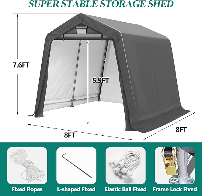 8' x 8' Outdoor Storage Shelter Shed- Heavy Duty Storage Tent - Image 2