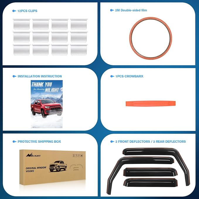 Nilight in Channel Rain Guards for Wrangler JK 2007 2008 2009 2010 2011 2012 - Image 5