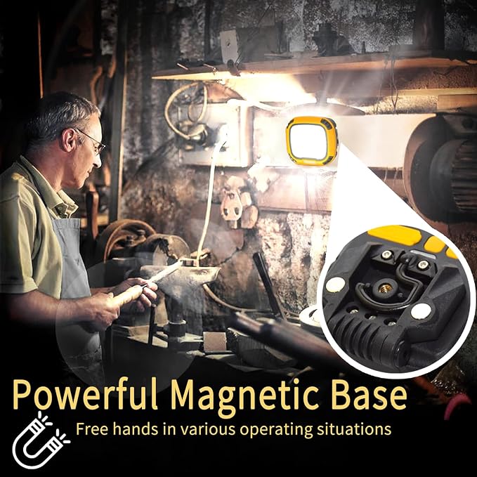 2 Pack Magnetic Work Light Rechargeable 5000Lumens, LED Flood Light - Image 4