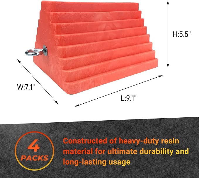 Premium 4 pcs Heavy Duty Wheel Tire Chocks, Vehicle Chocks - Image 2