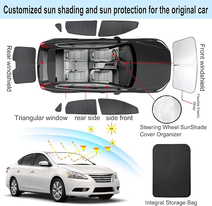 TINGLU Window Shades for Nissan Sentra 2014 2015 2016 2017 2018 2019 - Image 3