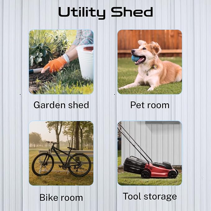 6 x 4 FT Outdoor Storage Metal Shed, Bike Garden Tool Shed - Image 7