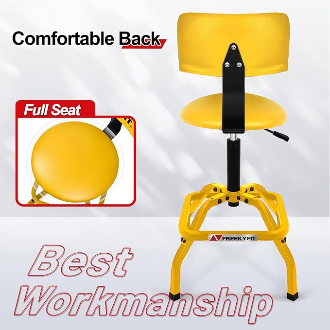Shop Stool with Backrest, Mechanic Garage Stool - Image 6