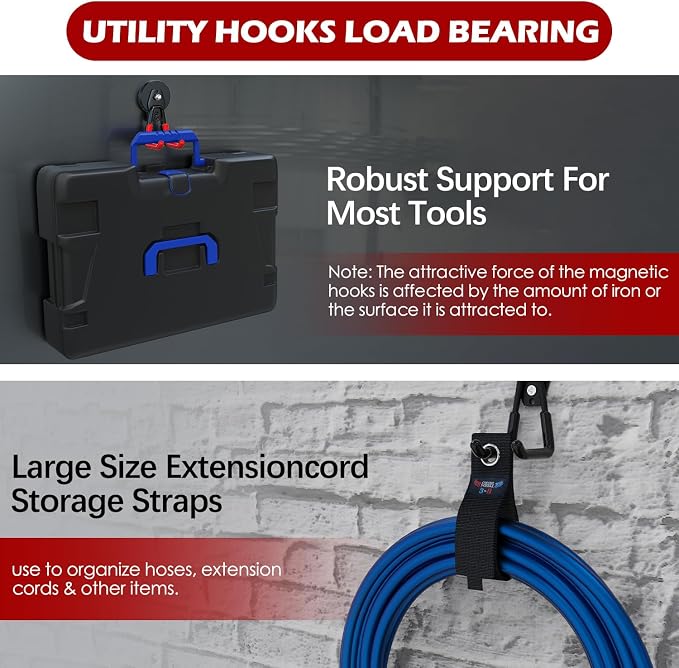 3-H Heavy Duty Magnet Garage Hooks 4 Pack, Large Strong Magnetic Hooks - Image 5