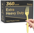 360 Count Extra Heavy Duty Gold Plastic Forks Disposable, Heat Resistant by Dealusy
