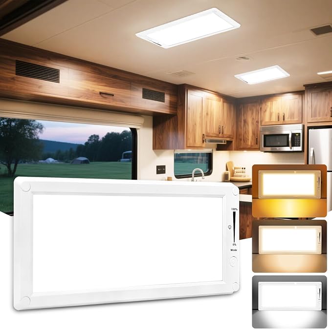 RV Lights Interior, 3 Color RV LED Super Bright Fixture, 12V RV Ceiling Dome by SFNN