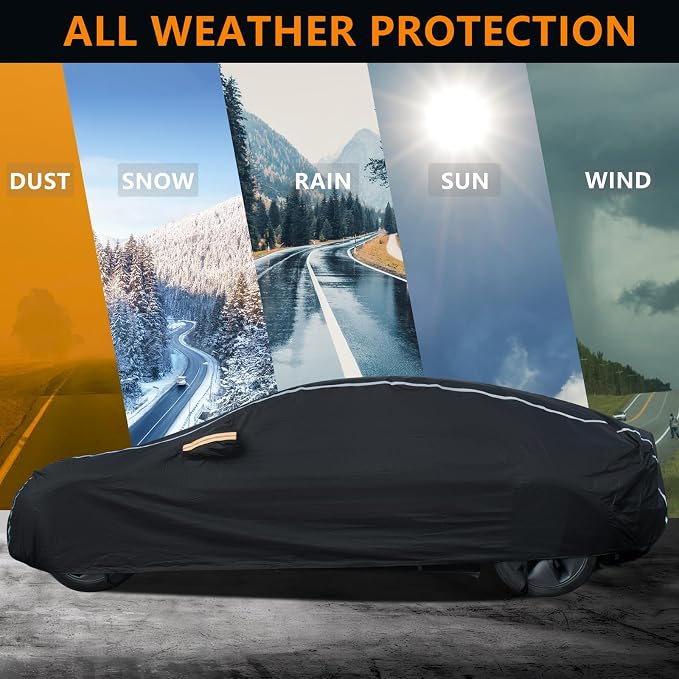 Car Covers for Automobiles, 6 Layers Car Cover Waterproof All Weather, Full - Image 4