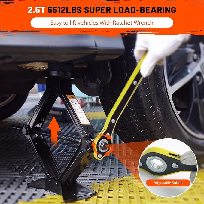 Universal Scissor Jack 2 Ton, 5.1"-16.9" Lifting Range Heavy Duty Car Jack Kit - Image 3