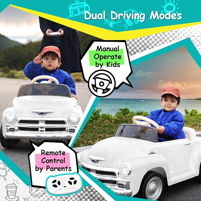 Joywhale 12V Kids Ride on Car Licensed Chevrolet 3100 Pickup Battery Powered - Image 3