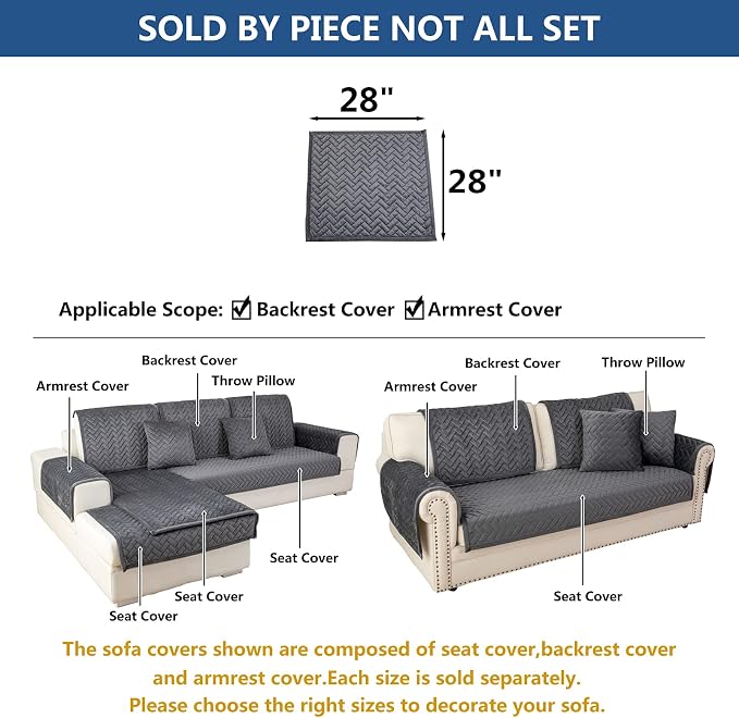 Eismodra Armrest Couch /Sofa /Backrest Covers, Anti-Slip Armchair Slipcovers - Image 5