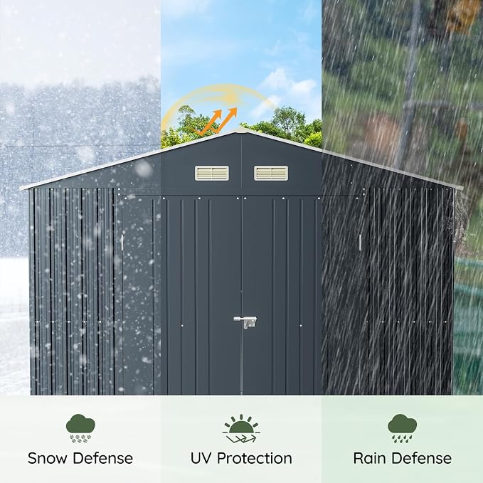 10x10 FT Outdoor Metal Storage Shed - Image 7