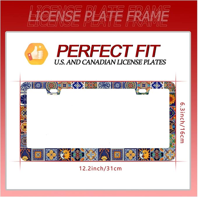 Personalise Mexican Tiles License Plate Frames Mandala Boho License Plate Frame - Image 6