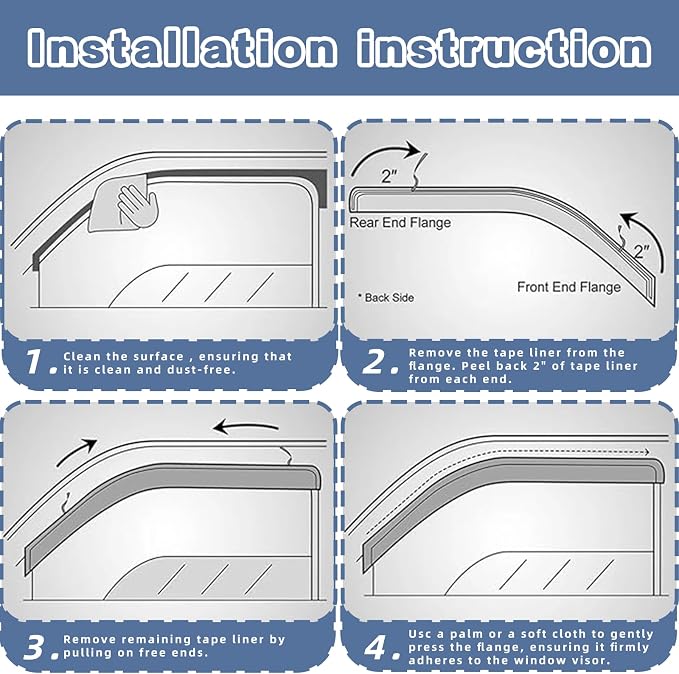 Window Visors Rain Guards fits 2012-2015 Civic Sedan, Out-Channel Window Wind - Image 5