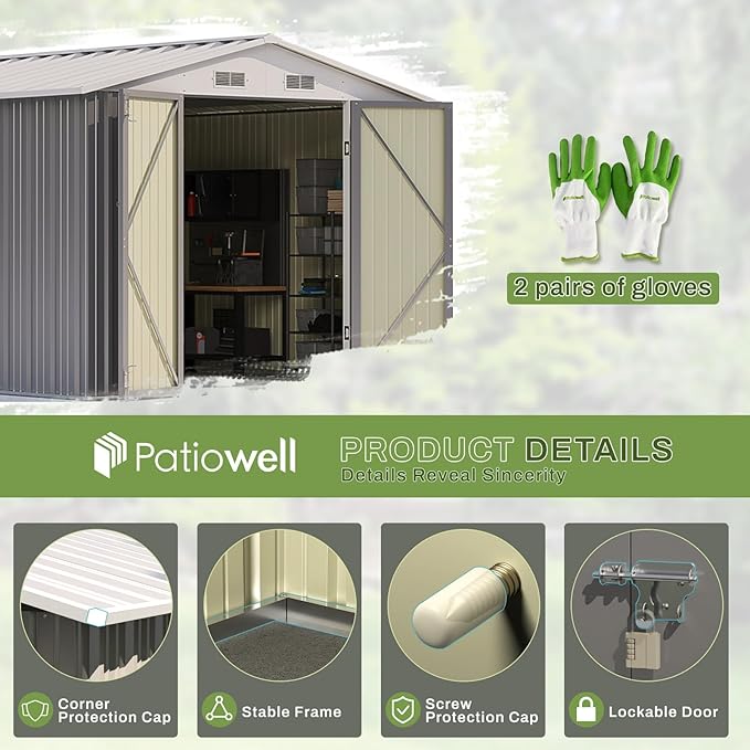 Patiowell 8x10 FT Outdoor Storage Shed - Image 7
