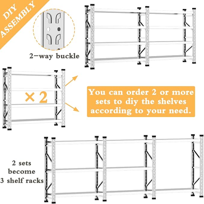 KINGBO 59"W Garage Shelving 3500LBS Heavy Duty Garage Shelving Units and - Image 4