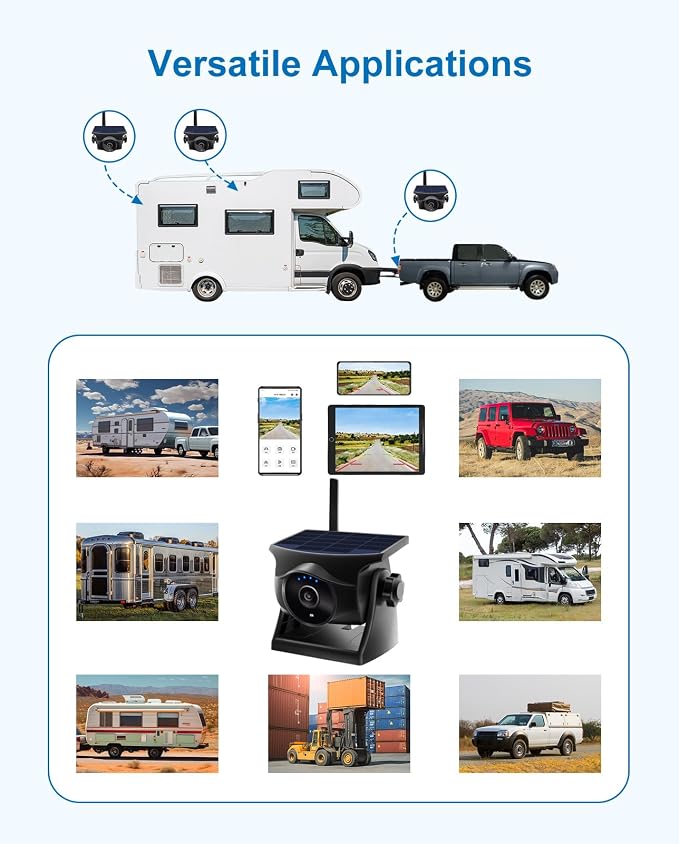 1080P Solar Wireless Backup Camera, Magnetic WiFi Hitching Camera, Night Vision - Image 7
