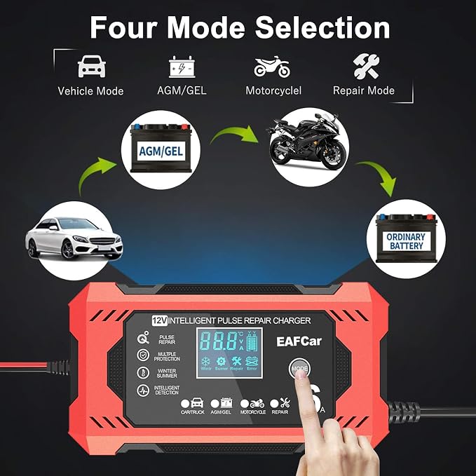 6-Amp Battery Charger, 12V Trickle Charger Car Battery Charger, Smart Automatic - Image 5