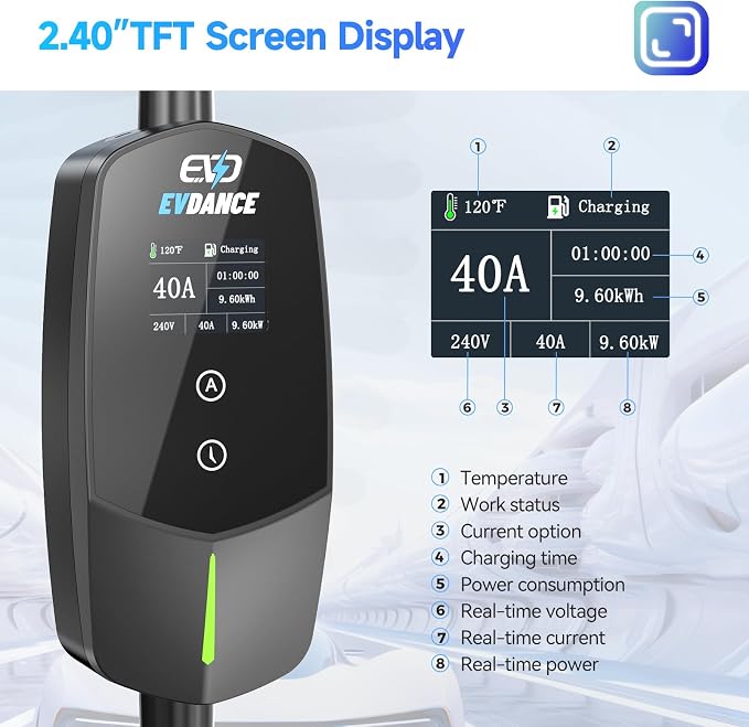 Level 2 EV Charger 40Amp, 240V 9.6KW Portable Electric Vehicle Charging Stations - Image 4