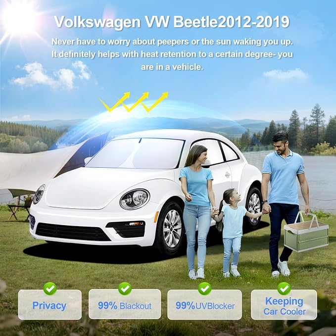 6pcs Car Window Shades for Volkswagen VW Beetle 2012-2019 Accessories, - Image 2