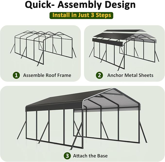 Carport 12x20 FT Heavy Duty Carports Canopy - Image 5