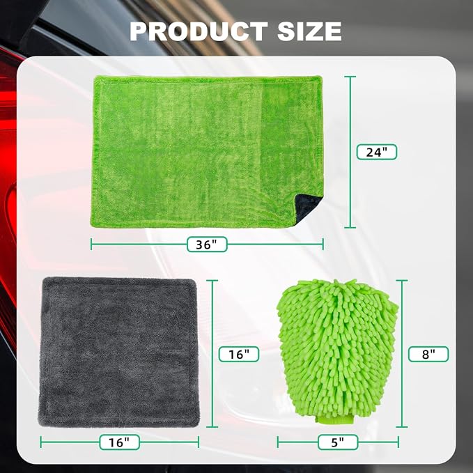 2 Pack Microfiber Towels for Cars, 1200 GSM Ultra-Soft Microfiber 36”x 24”& 16" - Image 6