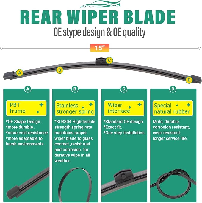 27" 20" 15" Windshield Wiper Blades Replacement - Image 4