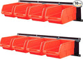 Wallmaster 8-Bin Storage Bins Garage Rack System 2-Tier Orange Tool Organizers by Wallmaster