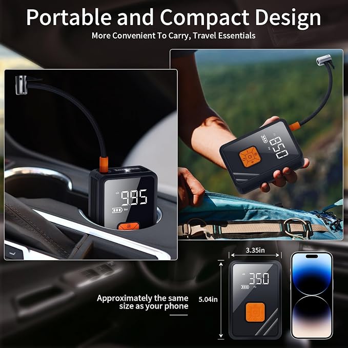 Portable Air Pump for Car Tires, 150 PSI Tire Inflator Cordless - Image 6