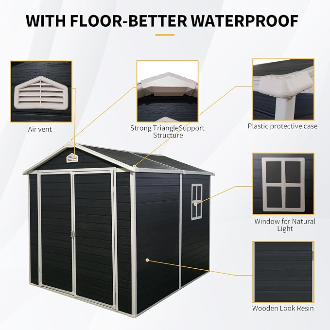 6x8 FT Outdoor Storage Resin Shed - Image 6