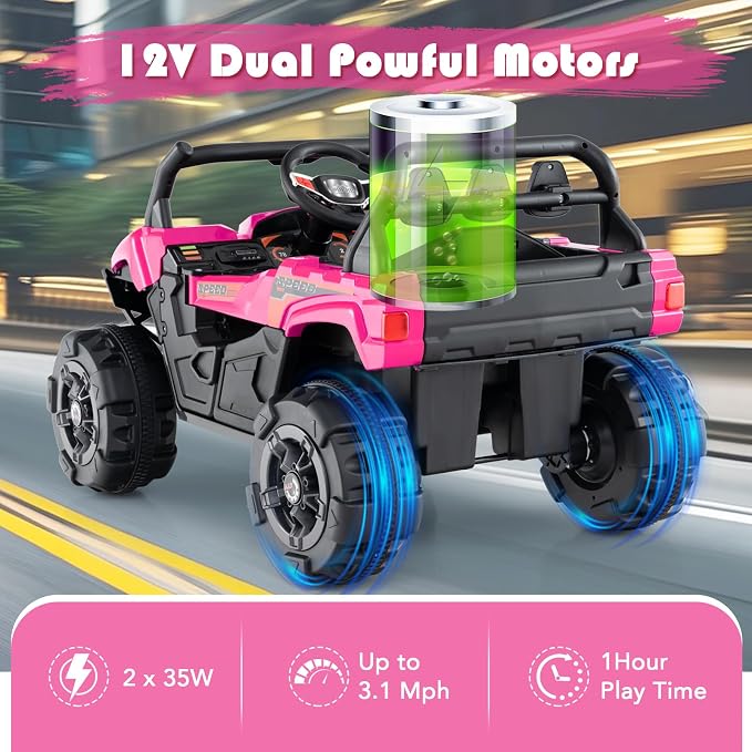 OLAKIDS 12V Ride on Car UTV, Battery Powered Off-Road Kids Electric Vehicles - Image 3