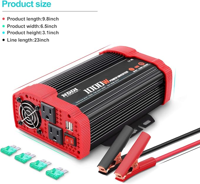 1000W Car Power Inverter, DC 12V to AC 110V Car Inverter - Image 4