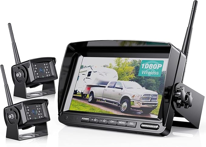 Digital Wireless Backup Camera System Kit, IP69K Waterproof Wireless 2 Rear by ZEROXCLUB