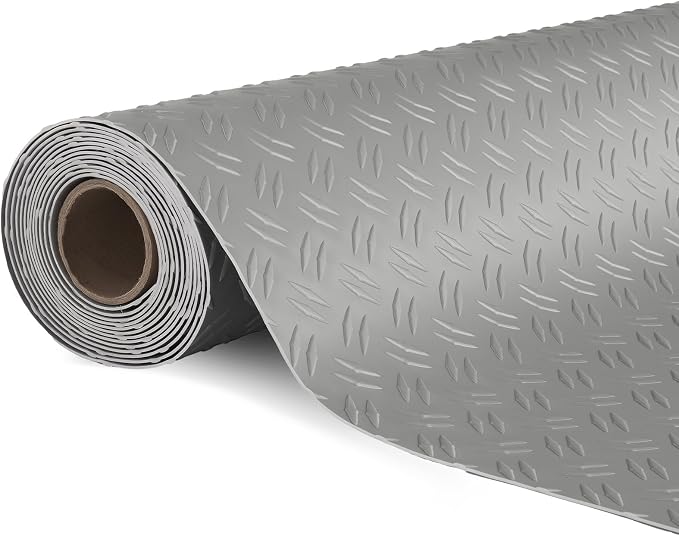 TUFFIOM 7.5 x 17 FT Garage Floor Mat, Thickened Diamond Plate PVC Garage Mats by TUFFIOM