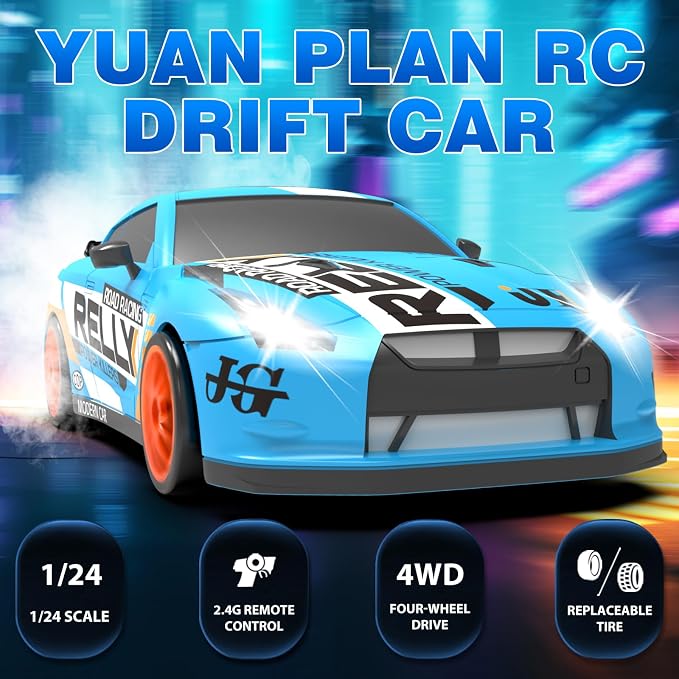 RC Drift Car 2.4GHz 1:24 Scale 4WD Remote Control Car 15KM/H High Speed - Image 2
