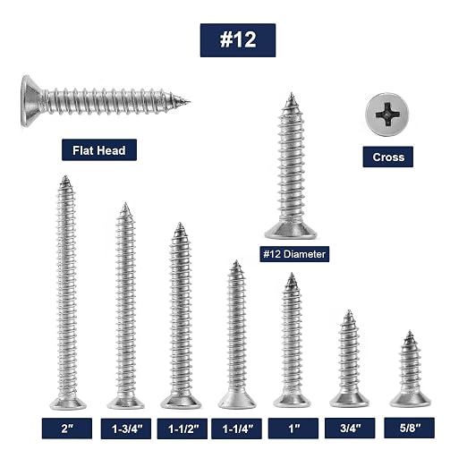 #12 x 1-1/2" Wood Screw 100Pcs 18-8 Stainless Steel Screws Flat Head Phillips - Image 3