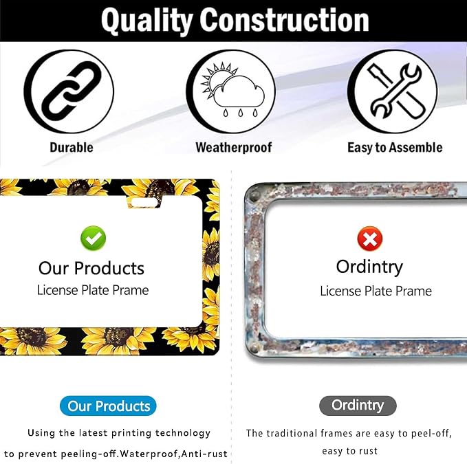 Sunflower License Plate Frame Nature Theme Sunflower License Plate Holder Auto - Image 7