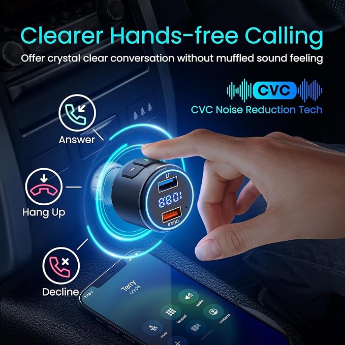 Upgraded V5.3 FM Bluetooth Transmitter, Siri Google Assistant - Image 4