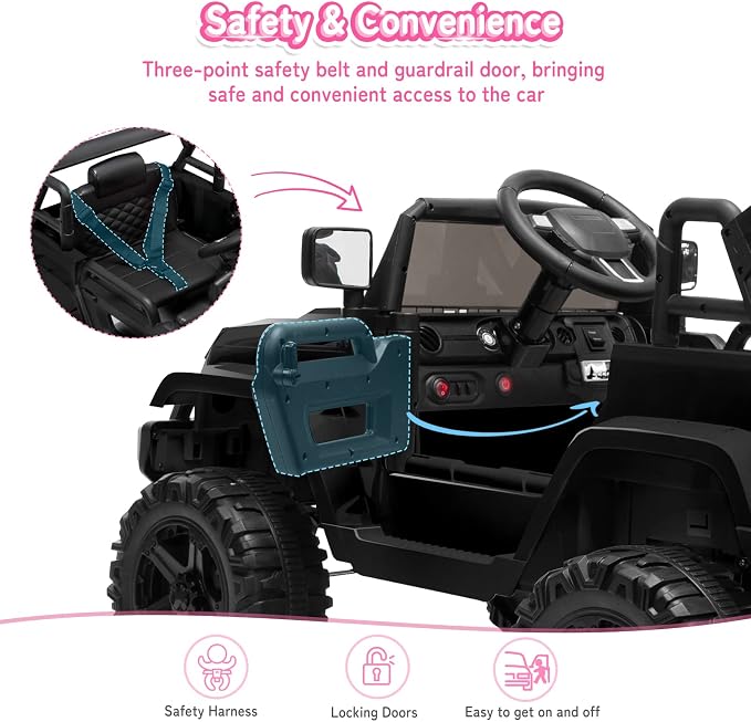 JOYMOR Ride on Truck with Remote Control, 4 Wheels 12V Battery Powered Kids Car - Image 4