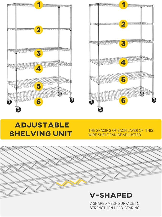 BestOffice 18x48x72 Storage Shelves Commercial Heavy Duty Metal Shelves Garage - Image 6