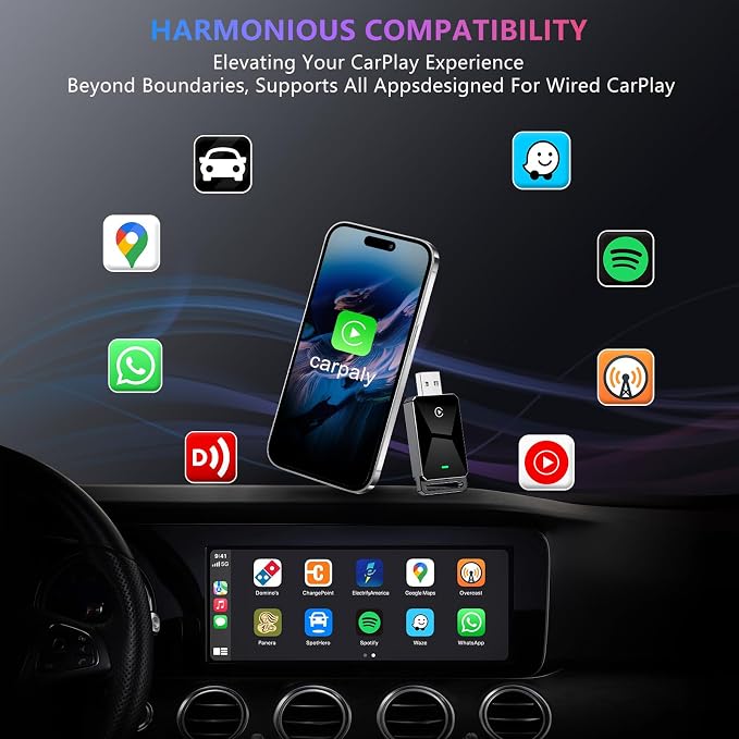 Wireless CarPlay Adapter for Apple CarPlay，Convert Wired to Wireless iPhone - Image 9