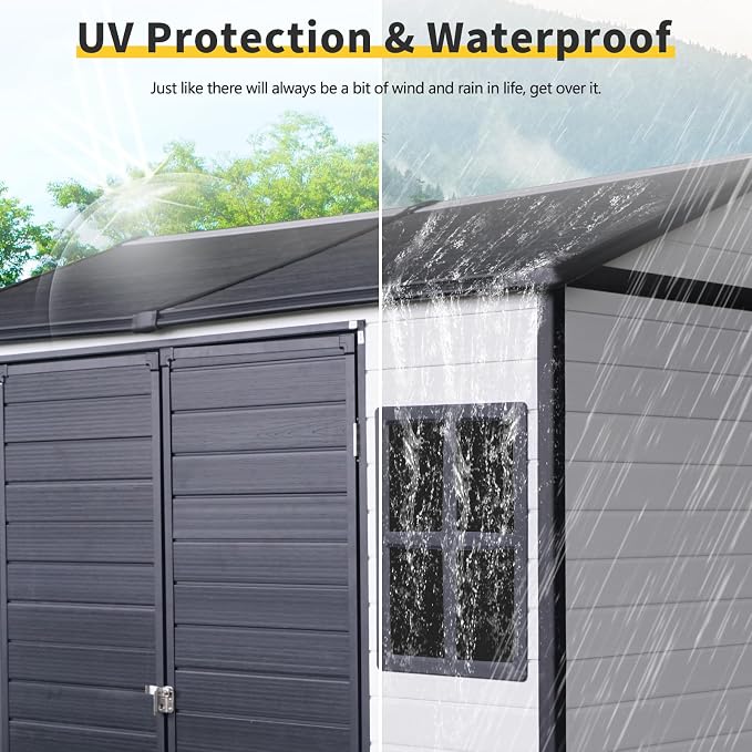 8x6 FT Outdoor Storage Shed, Resin Garden Shed - Image 2