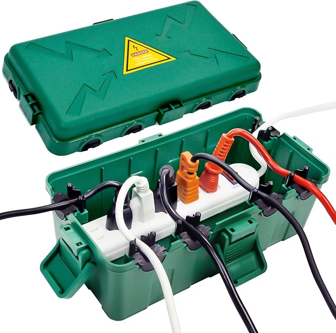 Hrensaw Medium Outdoor Electrical Box, Weatherproof Connection Box w/6 Cable by Hrensaw