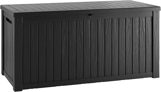 200 Gallon Lockable Resin Deck Box, Waterproof & UV-Resistant Outdoor Storage by Home