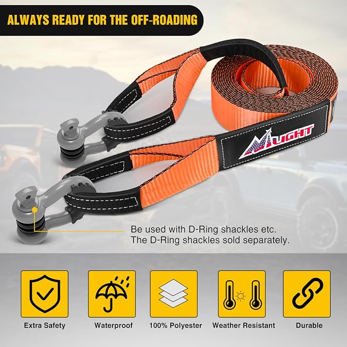 Nilight 3" x 20' Recovery Tow Strap Lab Tested 31, 500lbs Break Strength Heavy - Image 4