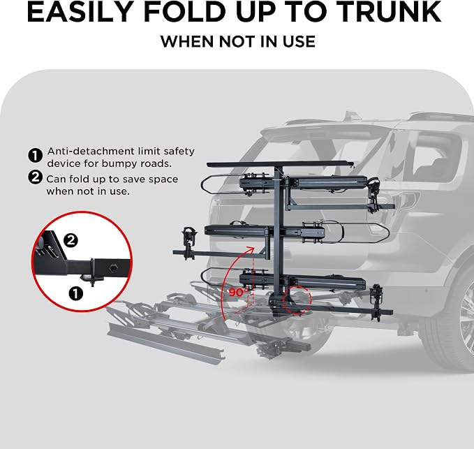 250LBS. Capacity Foldable 3-Ebike Rack - Image 4