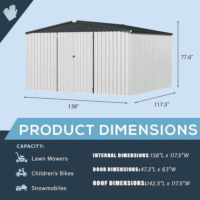 U-MAX Shed 12x10 Metal Outdoor Storage - Image 4