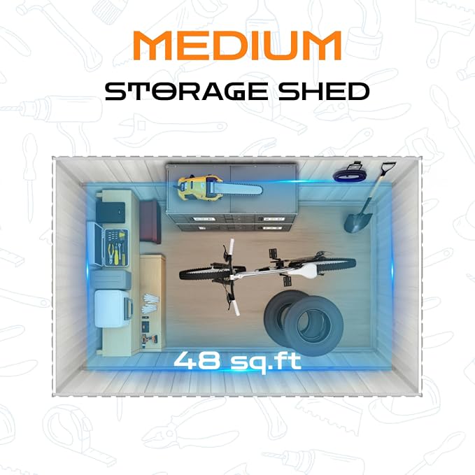 8 x 6 FT Outdoor Storage Shed, Metal Garden Tool Shed - Image 8