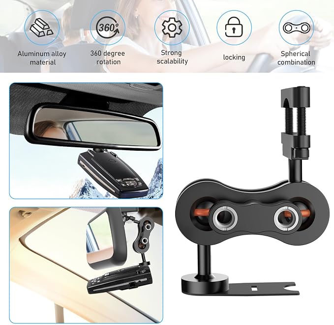 Radar Detector Mount, Aluminum Rearview Mirror Rod Radar Bracket, - Image 3